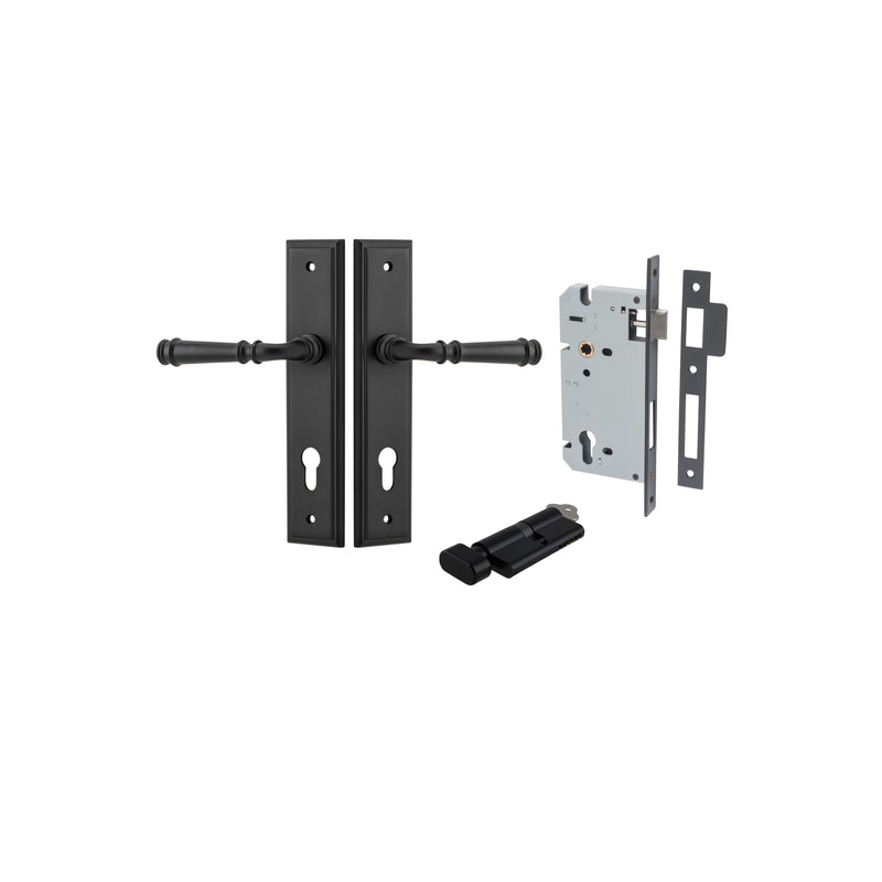 Verona Lever Stepped Matt Black Entrance Kit - Key/Thumb Turn