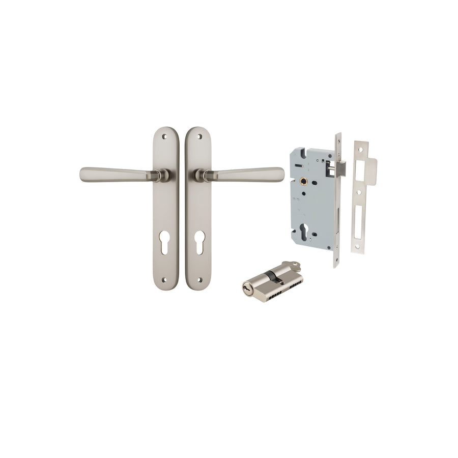 Copenhagen Lever Oval Satin Nickel Entrance Kit - Key/Key