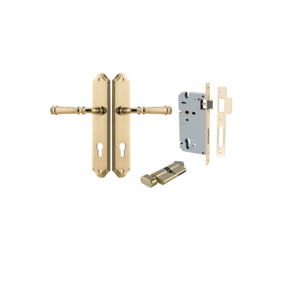 Verona Lever Shouldered Polished Brass Entrance Kit - Key/Thumb Turn