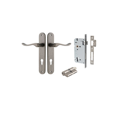 Stirling Lever Oval Distressed Nickel Entrance Kit - Key/Key