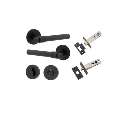 Helsinki Lever on Rose Matt Black Privacy Kit