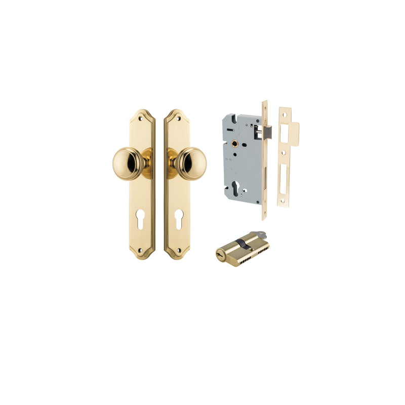 Paddington Knob Shouldered Polished Brass Entrance Kit - Key/Key