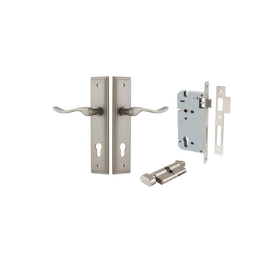 Stirling Lever Stepped Satin Nickel Entrance Kit - Key/Thumb Turn