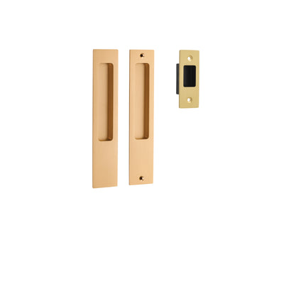 Sliding Door Passage Kit Rectangular Brushed Brass