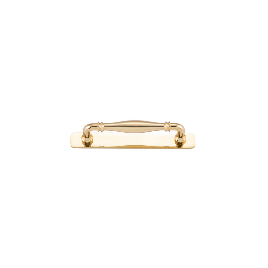 Sarlat Cabinet Pull with Backplate Polished Brass CTC 128mm