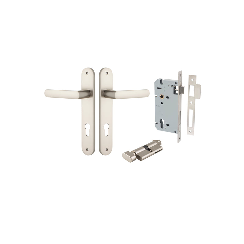 Osaka Lever Oval Satin Nickel Entrance Kit - Key/Thumb Turn