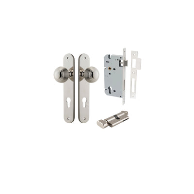 Guildford Knob Oval Polished Nickel Entrance Kit - Key/Thumb Turn