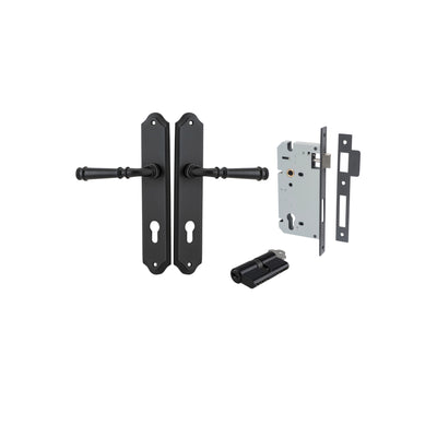 Verona Lever Shouldered Matt Black Entrance Kit - Key/Key