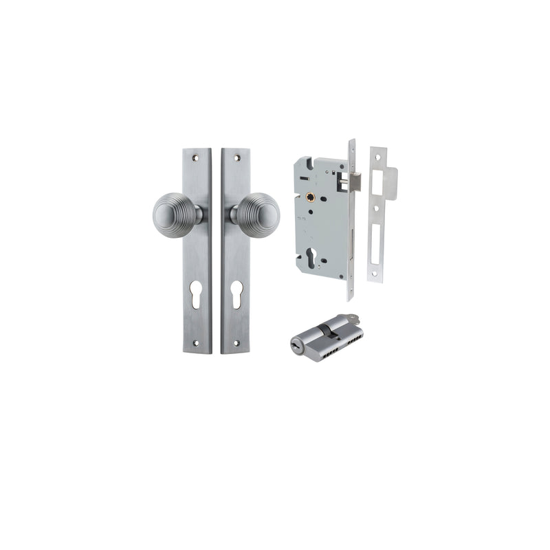 Guildford Knob Rectangular Brushed Chrome Entrance Kit - Key/Key