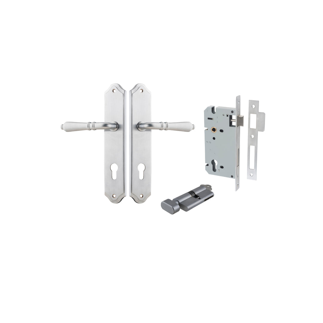 Sarlat Lever Shouldered Brushed Chrome Entrance Kit - Key/Thumb Turn