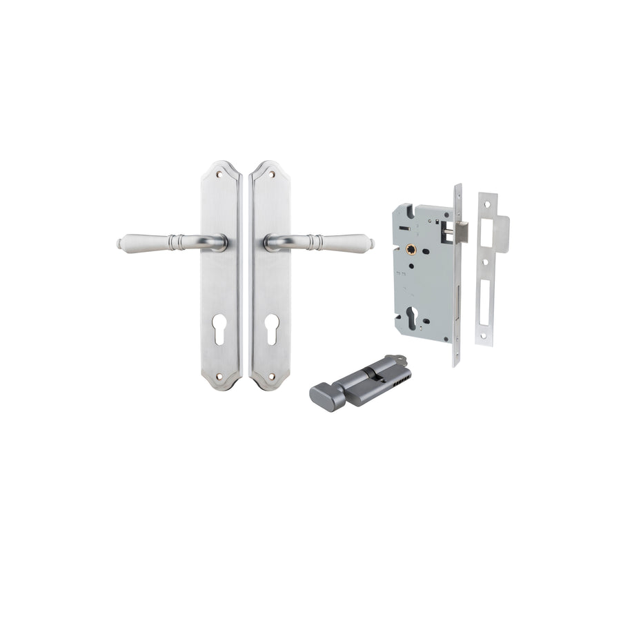 Sarlat Lever Shouldered Brushed Chrome Entrance Kit - Key/Thumb Turn