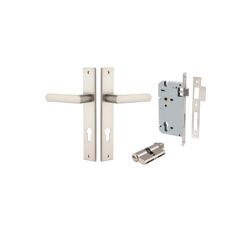 Osaka Lever Rectangular Satin Nickel Entrance Kit - Key/Key