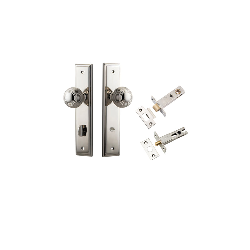 Guildford Knob Stepped Polished Nickel Privacy Kit