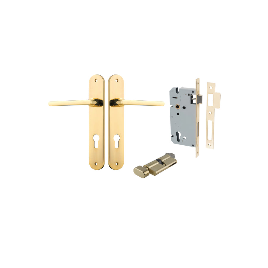 Baltimore Lever Oval Polished Brass Entrance Kit - Key/Thumb Turn