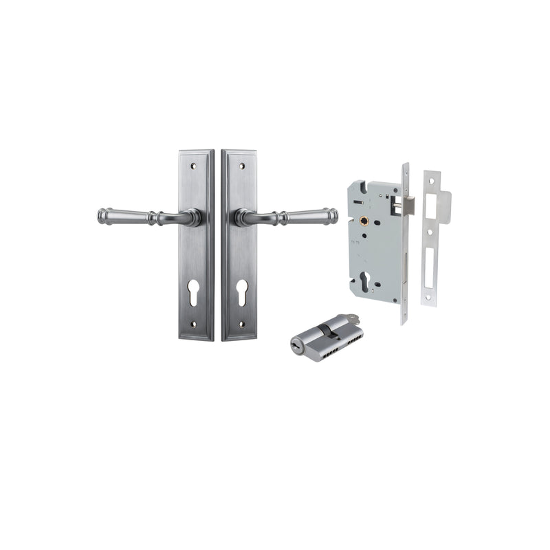 Verona Lever Stepped Brushed Chrome Entrance Kit - Key/Key