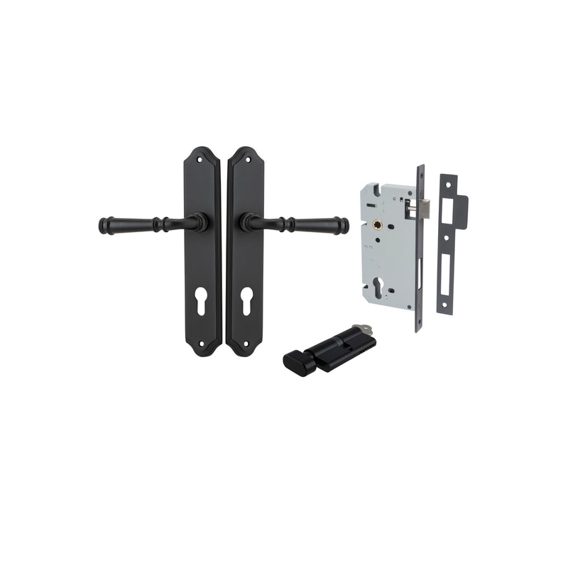 Verona Lever Shouldered Matt Black Entrance Kit - Key/Thumb Turn