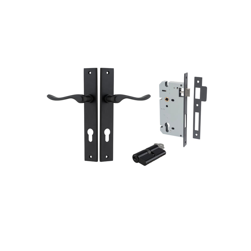 Stirling Lever Rectangular Matt Black Entrance Kit - Key/Key