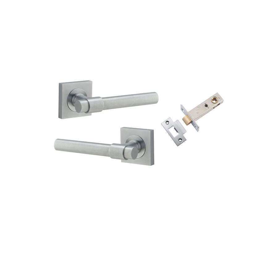 Helsinki Lever on Square Rose Brushed Chrome Passage Kit
