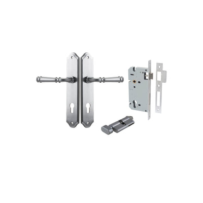 Verona Lever Shouldered Brushed Chrome Entrance Kit - Key/Thumb Turn