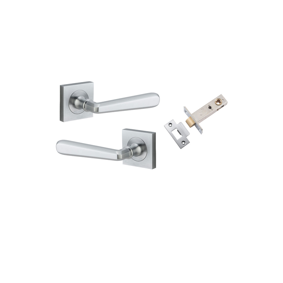 Copenhagen Lever on Square Rose Brushed Chrome Passage Kit