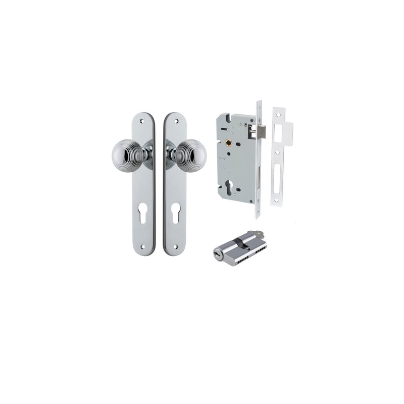 Guildford Knob Oval Polished Chrome Entrance Kit - Key/Key