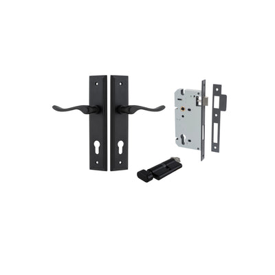 Stirling Lever Stepped Matt Black Entrance Kit - Key/Thumb Turn