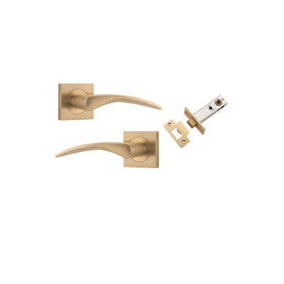 Oxford Lever on Square Rose Brushed Brass Passage Kit