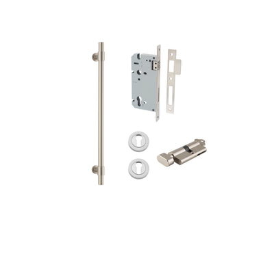 Helsinki Pull Handle Satin Nickel 450mm Entrance Kit - Key/Thumb Turn