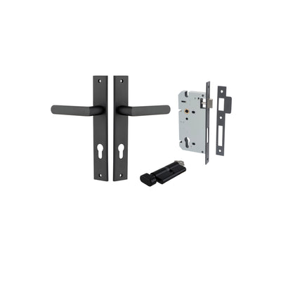 Osaka Lever Rectangular Matt Black Entrance Kit - Key/Thumb Turn