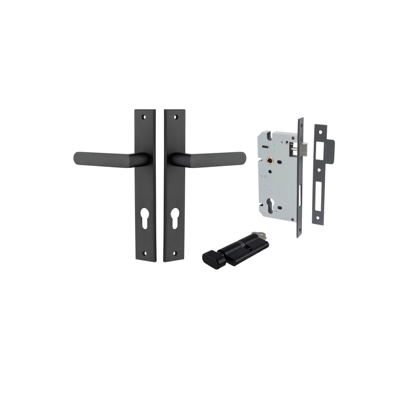 Osaka Lever Rectangular Matt Black Entrance Kit - Key/Thumb Turn