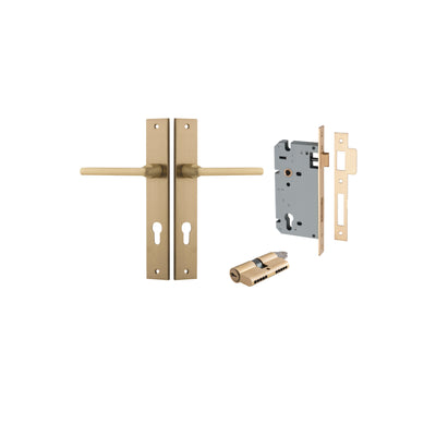 Baltimore Lever Rectangular Brushed Brass Entrance Kit - Key/Key