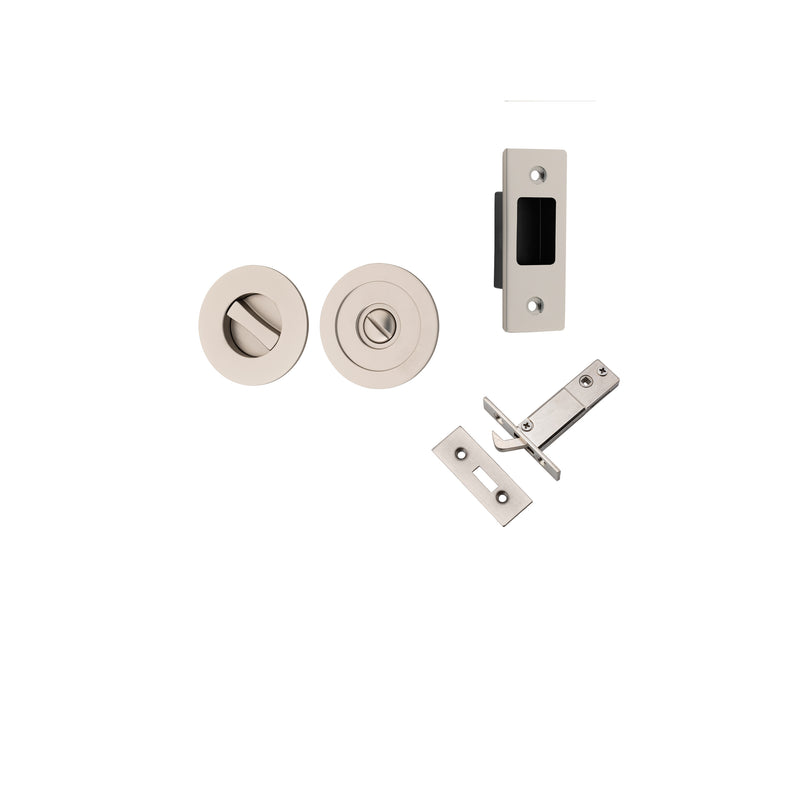 Sliding Door Privacy Kit Round Satin Nickel