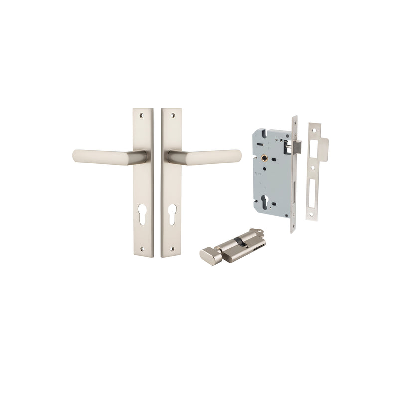 Osaka Lever Rectangular Satin Nickel Entrance Kit - Key/Thumb Turn