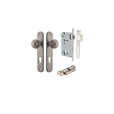 Guildford Knob Oval Satin Nickel Entrance Kit - Key/Thumb Turn