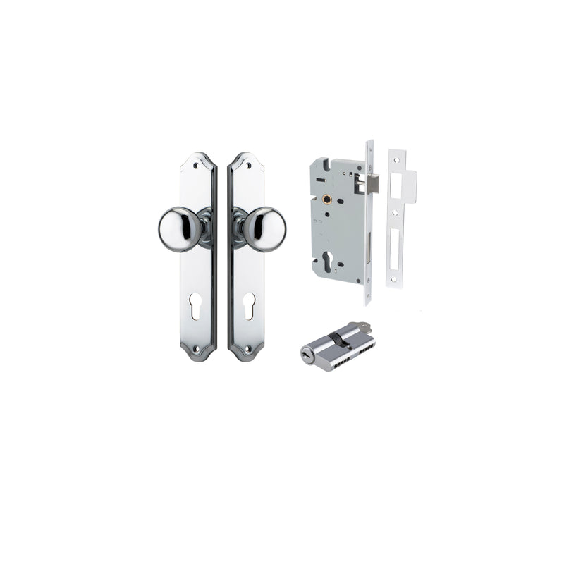 Cambridge Knob Shouldered Polished Chrome Entrance Kit - Key/Key