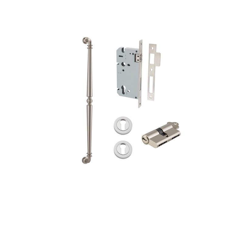 Sarlat Pull Handle Satin Nickel 600mm Entrance Kit - Key/Key