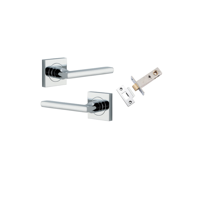 Baltimore Lever on Square Rose Polished Chrome Passage Kit