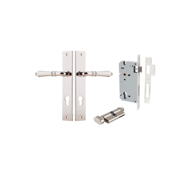 Sarlat Lever Rectangular Polished Nickel Entrance Kit - Key/Thumb Turn