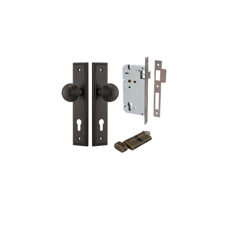 Guildford Knob Stepped Signature Brass Entrance Kit - Key/Thumb Turn