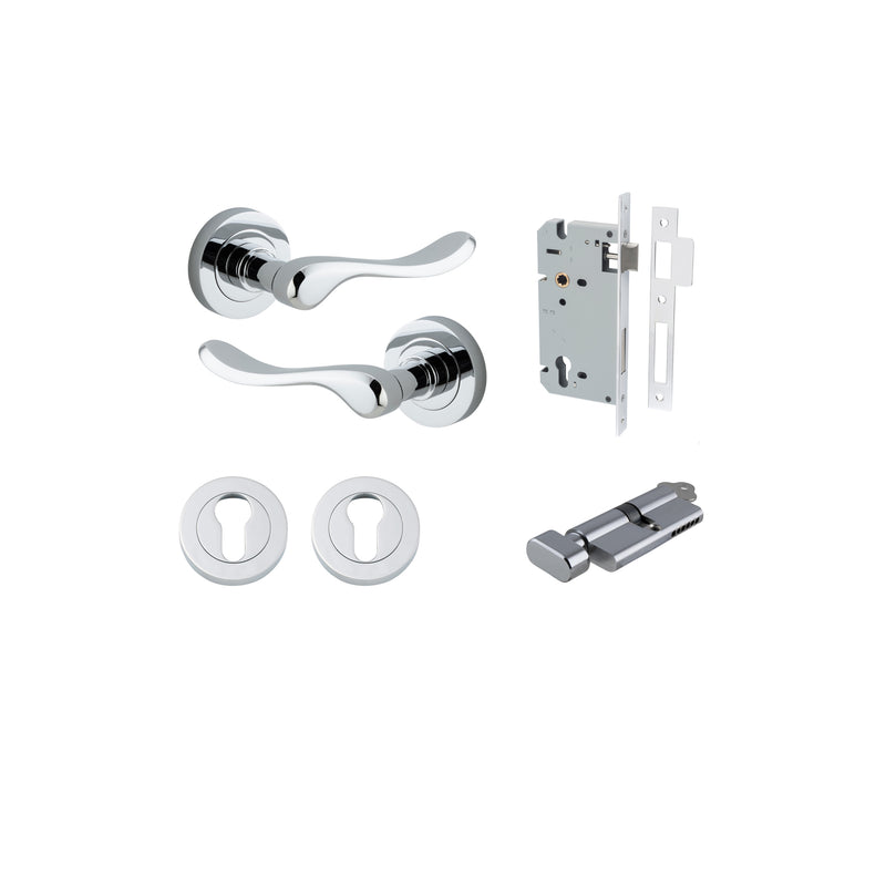 Stirling Lever on Rose Polished Chrome Entrance Kit - Key/Thumb Turn