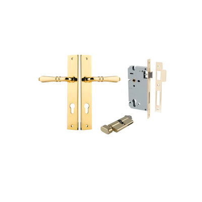 Sarlat Lever Rectangular Polished Brass Entrance Kit - Key/Thumb Turn