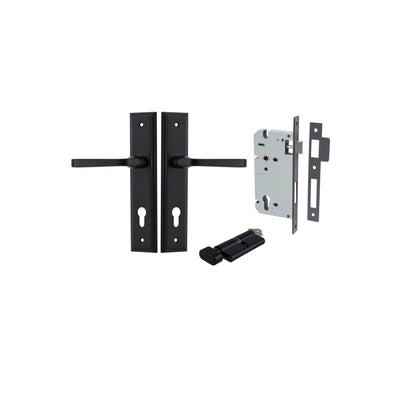 Annecy Lever Stepped Matt Black Entrance Kit - Key/Thumb Turn