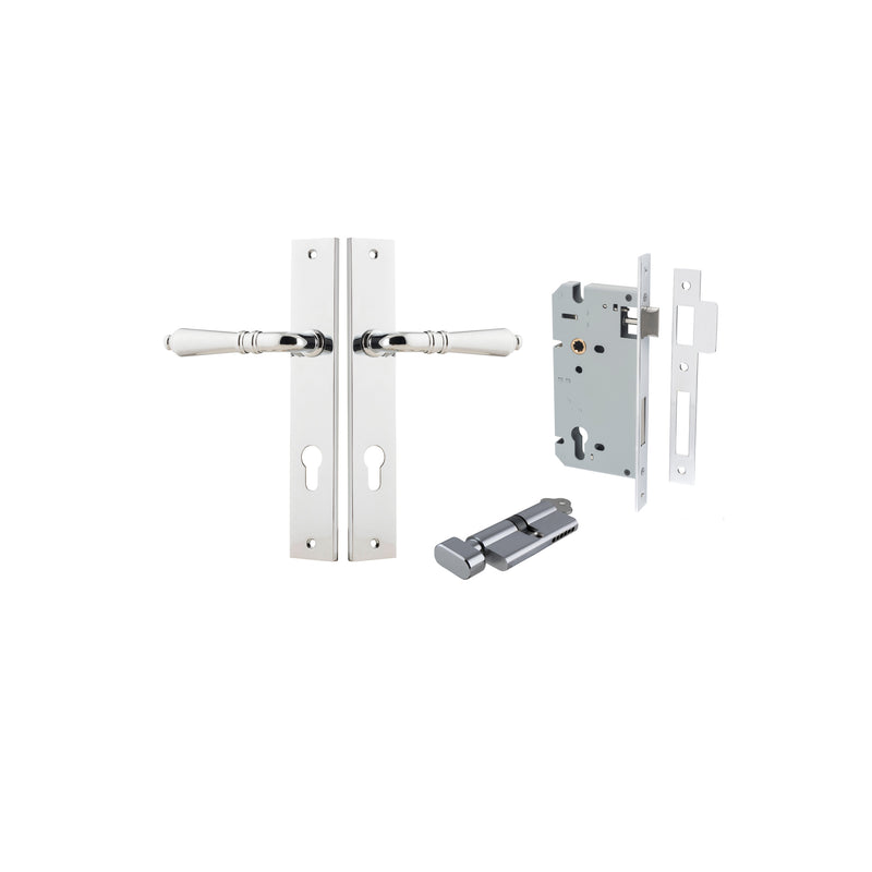 Sarlat Lever Rectangular Polished Chrome Entrance Kit - Key/Thumb Turn