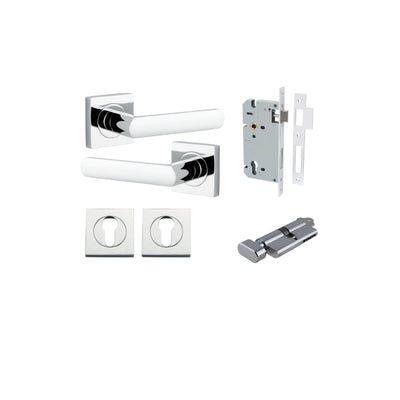 Osaka Lever on Square Rose Polished Chrome Entrance Kit - Key/Thumb Turn