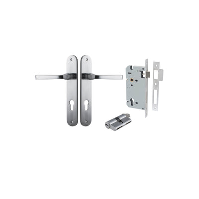 Annecy Lever Oval Brushed Chrome Entrance Kit - Key/Key