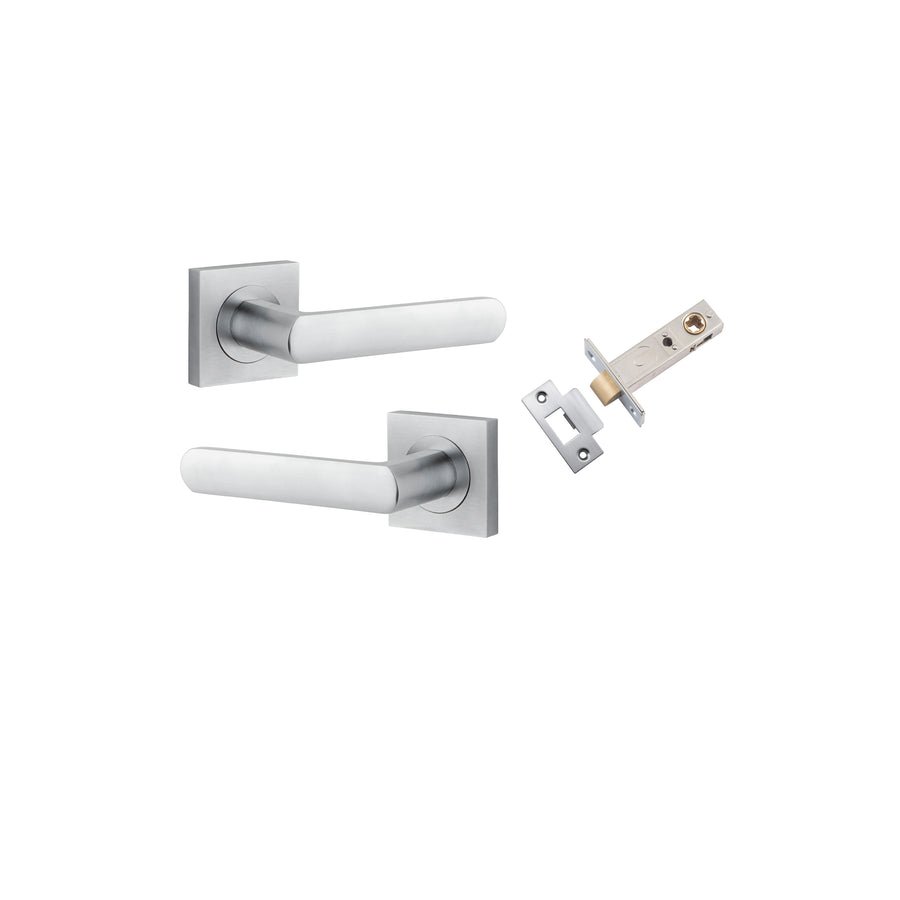 Osaka Lever on Square Rose Brushed Chrome Passage Kit