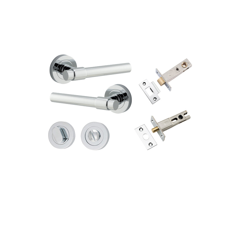 Helsinki Lever on Rose Polished Chrome Privacy Kit