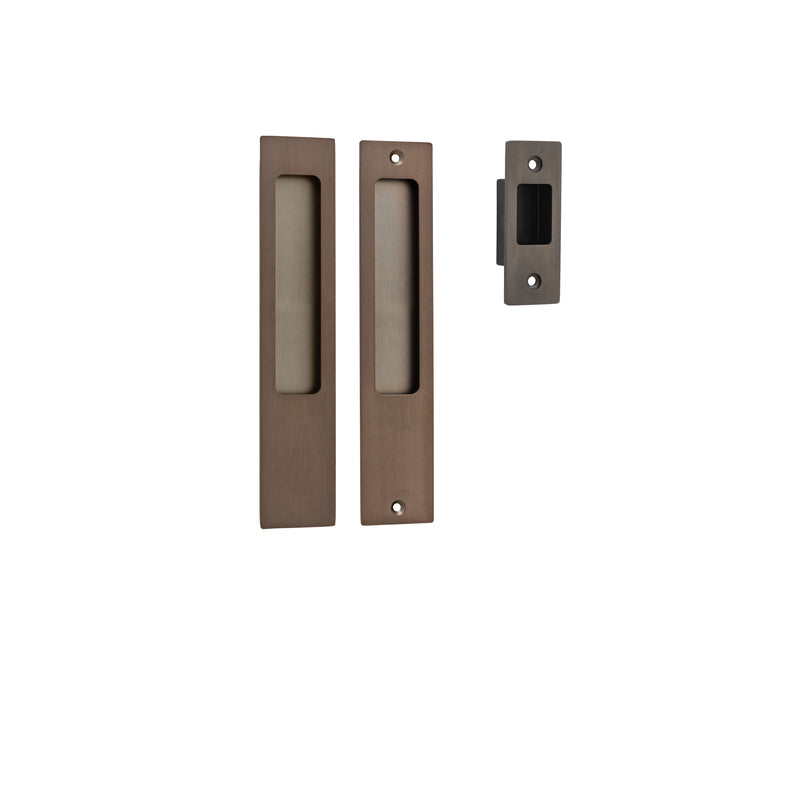 Sliding Door Passage Kit Rectangular Signature Brass