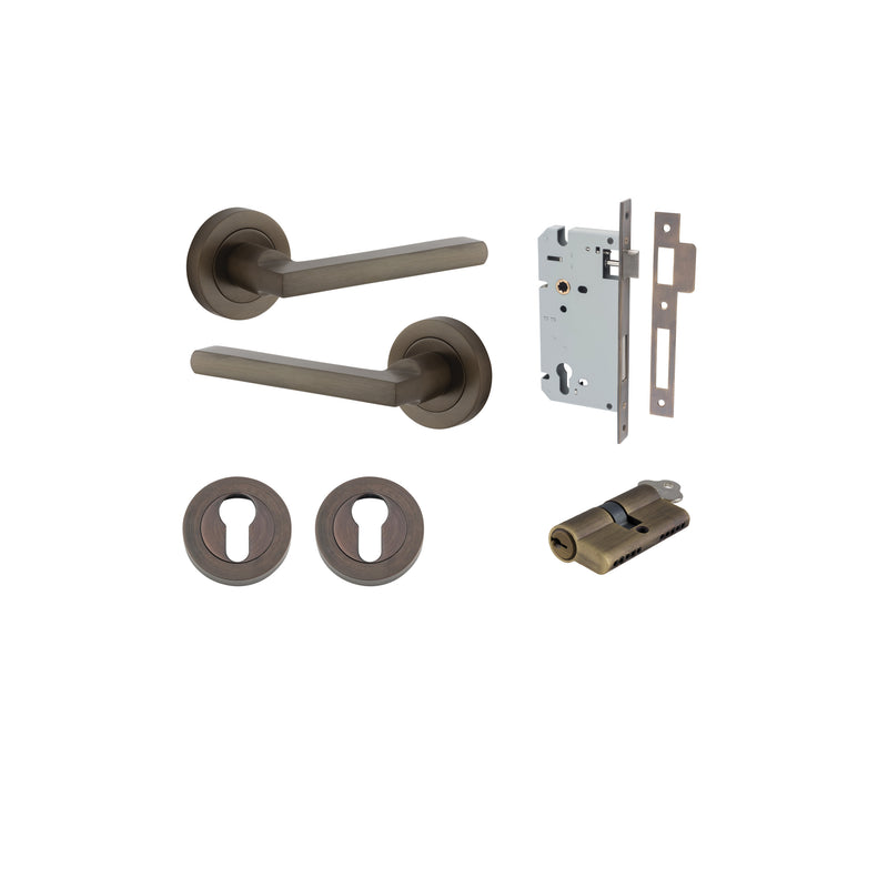 Baltimore Lever on Rose Signature Brass Entrance Kit - Key/Key