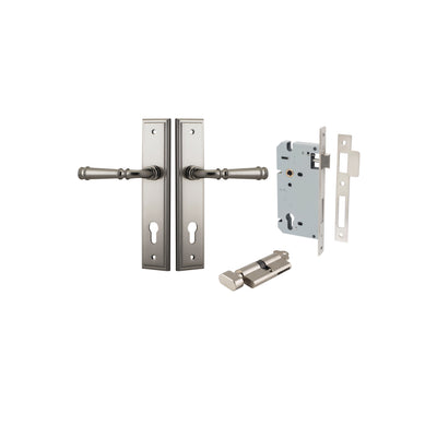 Verona Lever Stepped Satin Nickel Entrance Kit - Key/Thumb Turn